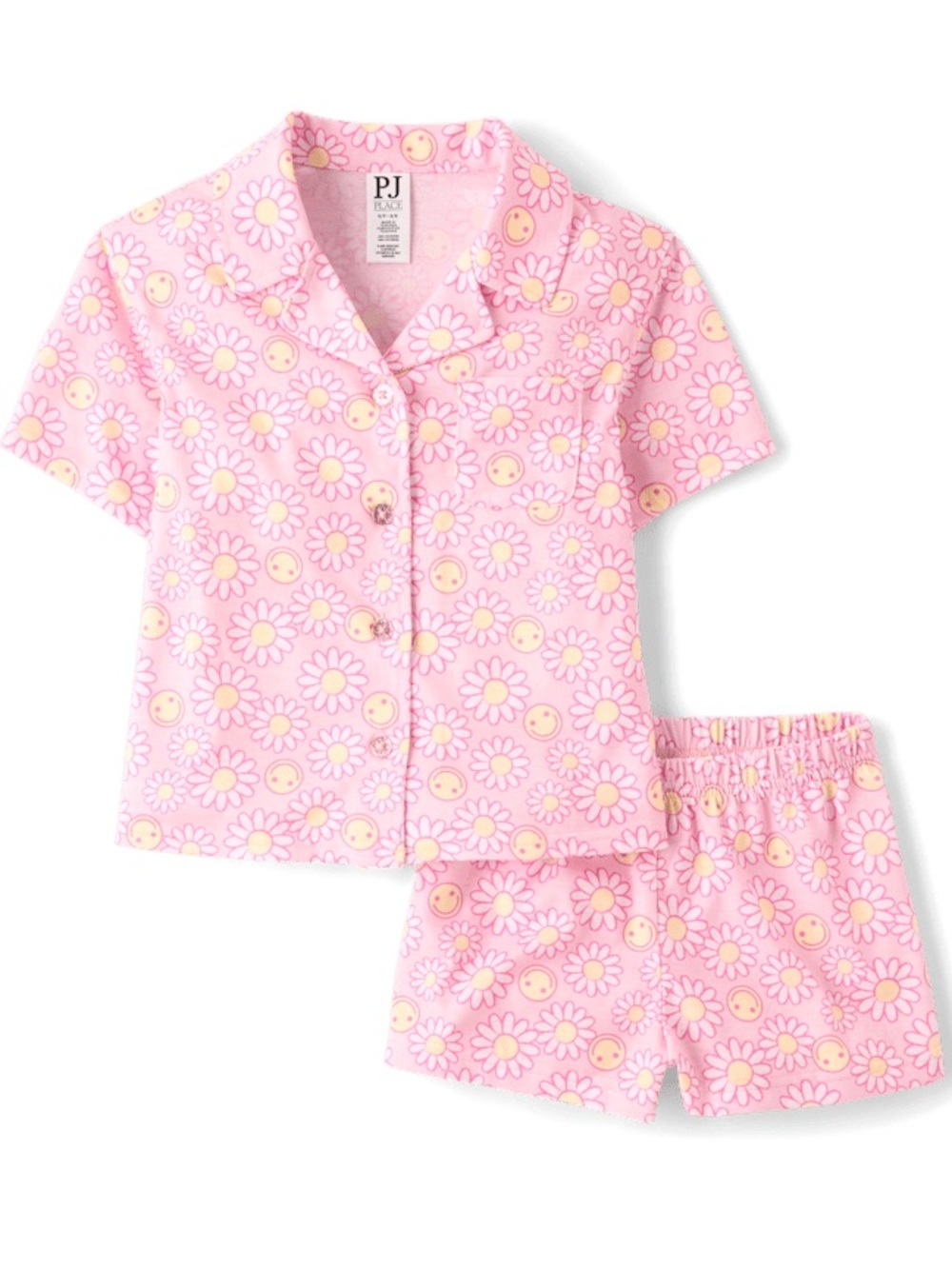 Girls Daisy Button Front Pajamas - Pink size 7/8